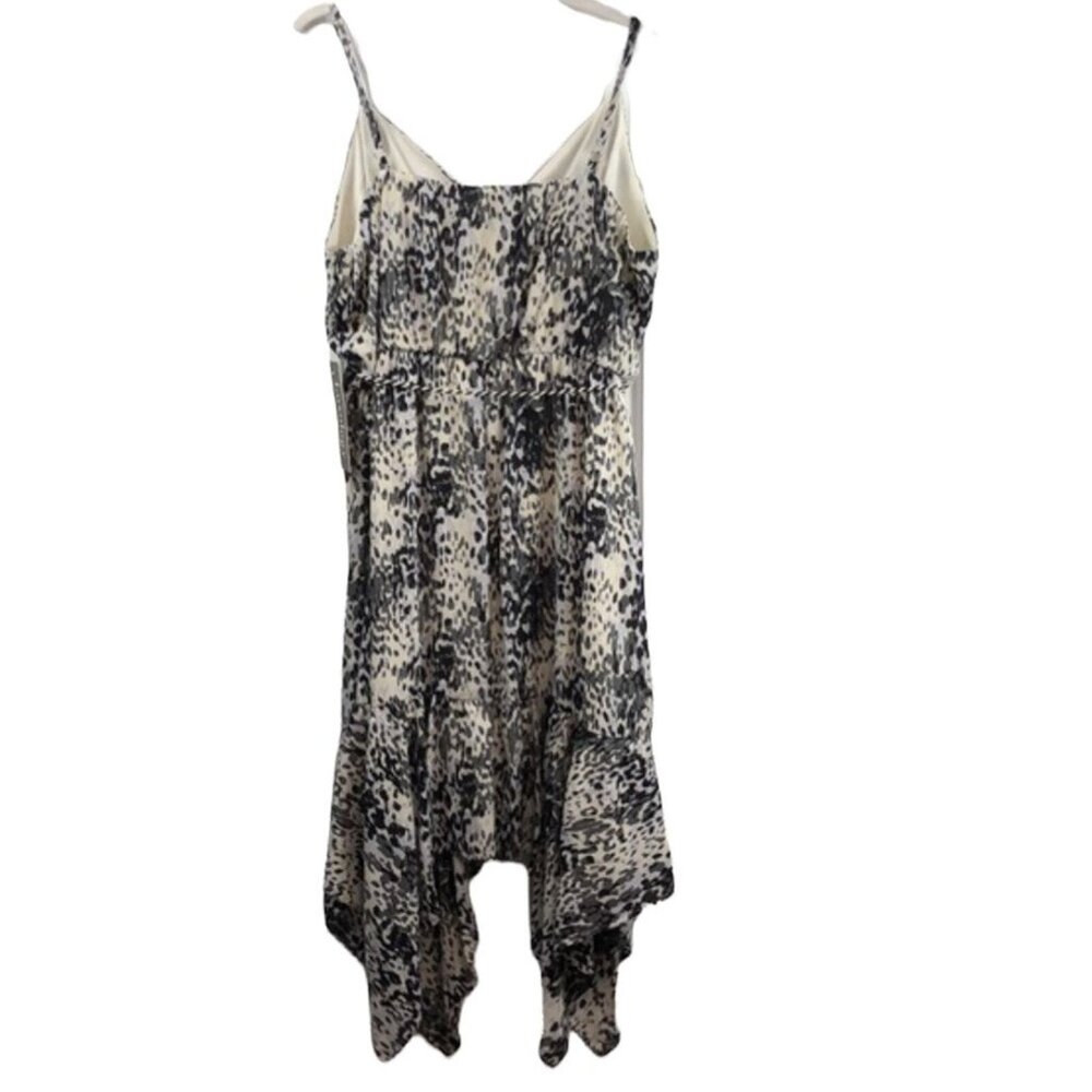 Luxology NWT dress Women’s asymmetrical Spaghetti Strap Black White midi size XL - Picture 2 of 12